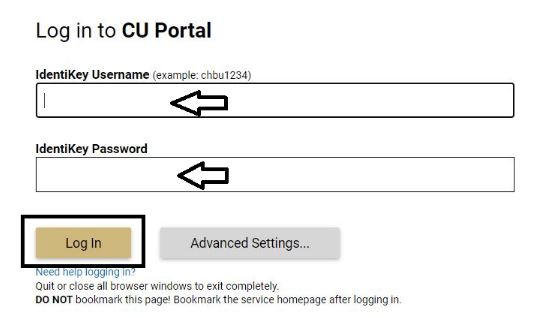 Click Log in to MyCUInfo