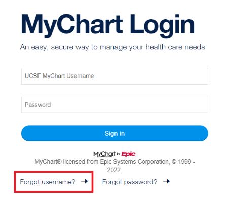 How to Reset UCSF My Chart Username