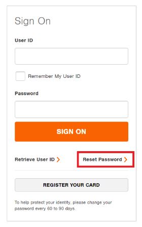 Reset Home Depot Credit Card Sign in Password