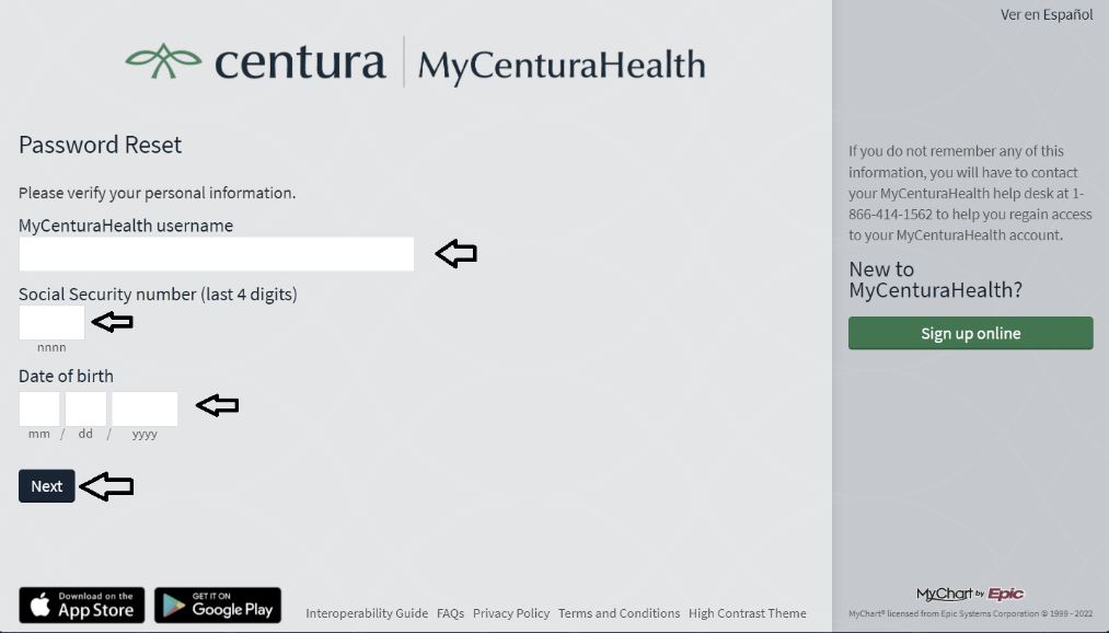 Reset My Centura Health Login Password