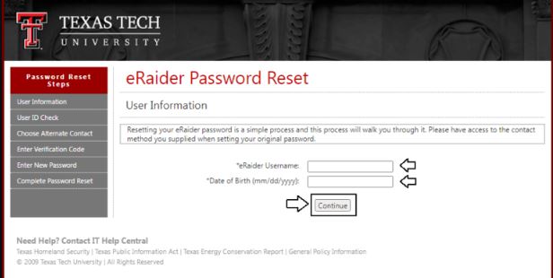 Reset TTU Blackboard Password