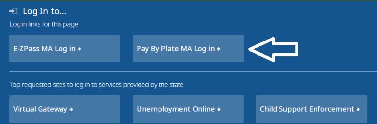 Click Pay By Plate MA Log In button