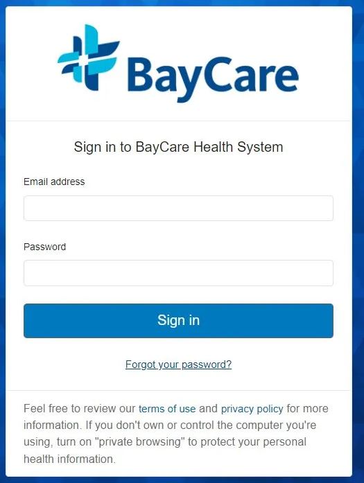 Login into BayCare Patient Portal