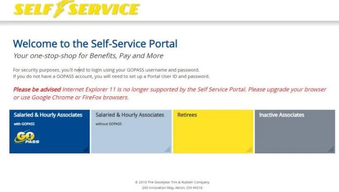 Login into Goodyear Self Service Employee Portal