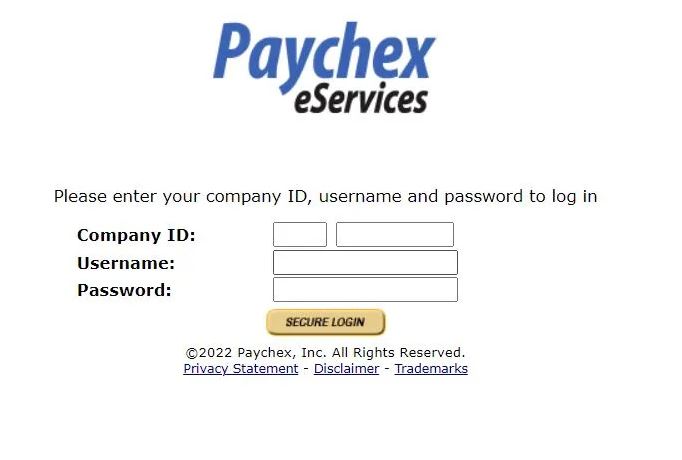 Login into Paychex eServices Employee