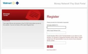 Register at Walmart Money Network Pay Stub Portal