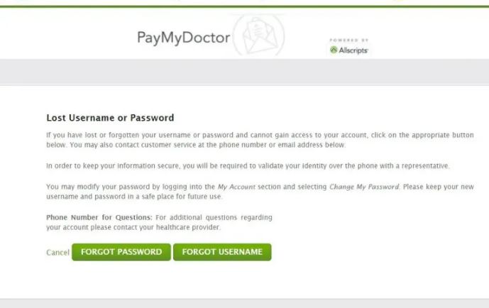 Reset PayMyDoctor Login Password