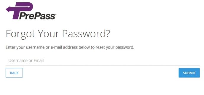 Reset PrePass Account Login Password