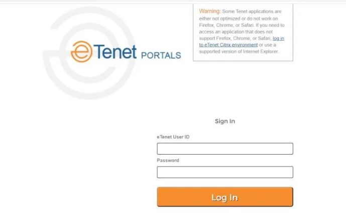 eTenet Portal Login at login.etenet.com
