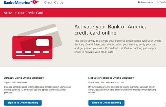 Activate Bank of America Credit Card