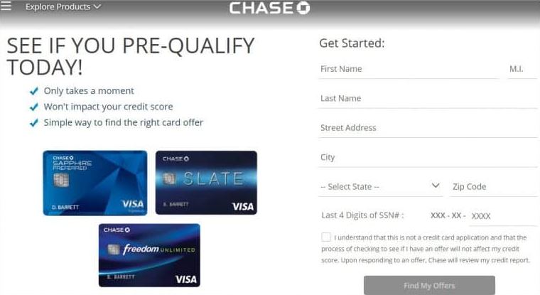 Chase Pre Qualify Credit Card