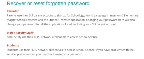 How to Reset the Schoology FCPS Login Password