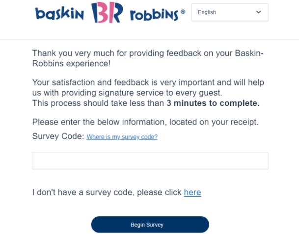 Participate in the Baskin Robbins Survey