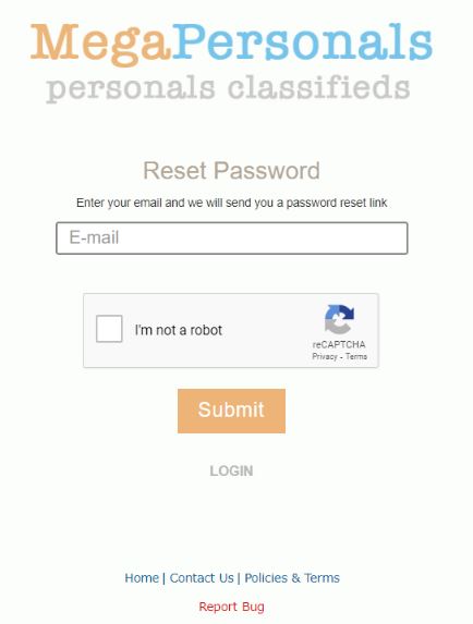 Reset Mega Personal Login password