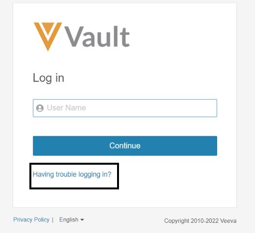 Reset Veeva Vault Login Password