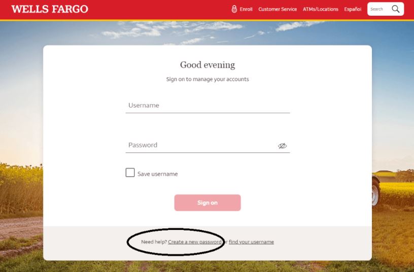 Reset Wells Fargo Online Banking Login Password