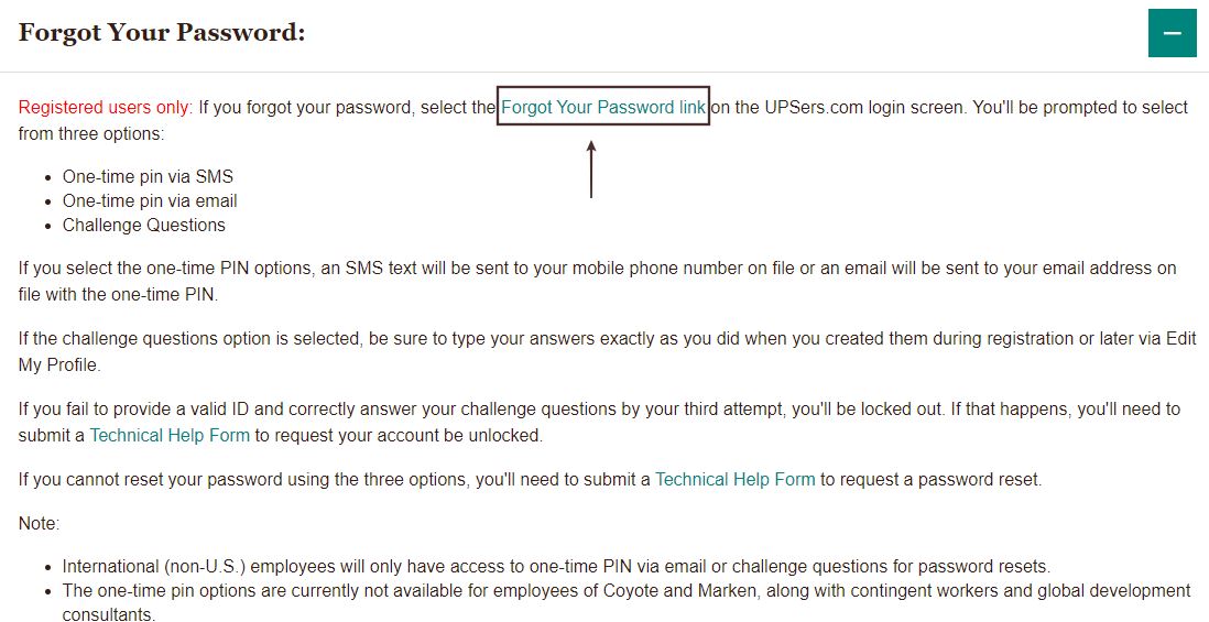 UPSers Password Reset – UPSers Forgot Password