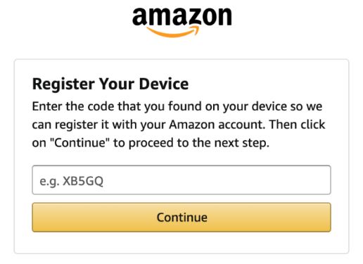 Enter Amazon Registration Code on Amazon.com code