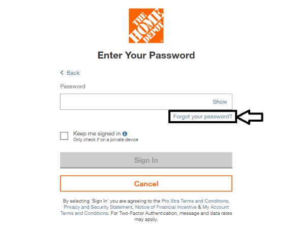 How to Reset MyHomeDepotAccountCard Login Password