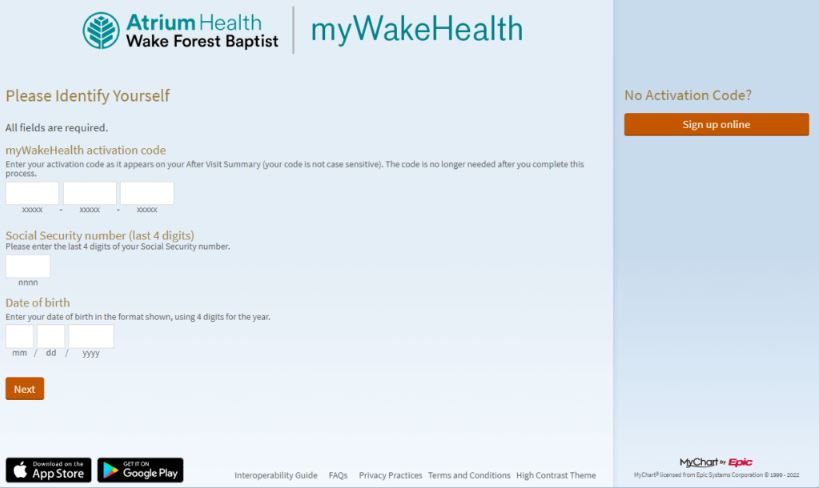  Register an Account on Mywakehealth Portal