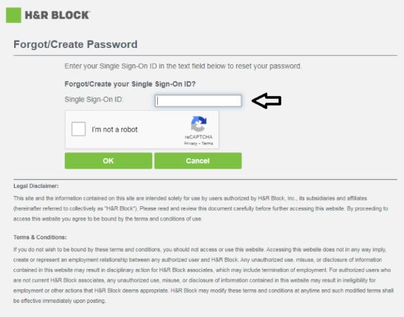 Reset HRBlock DNA Login Password