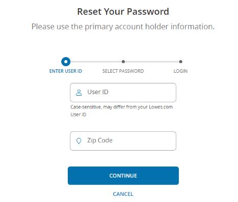 Reset Lowes eservice Login Password