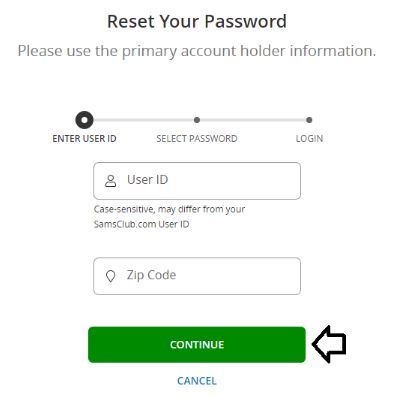 Reset Sam’s Club Credit Card Login Password