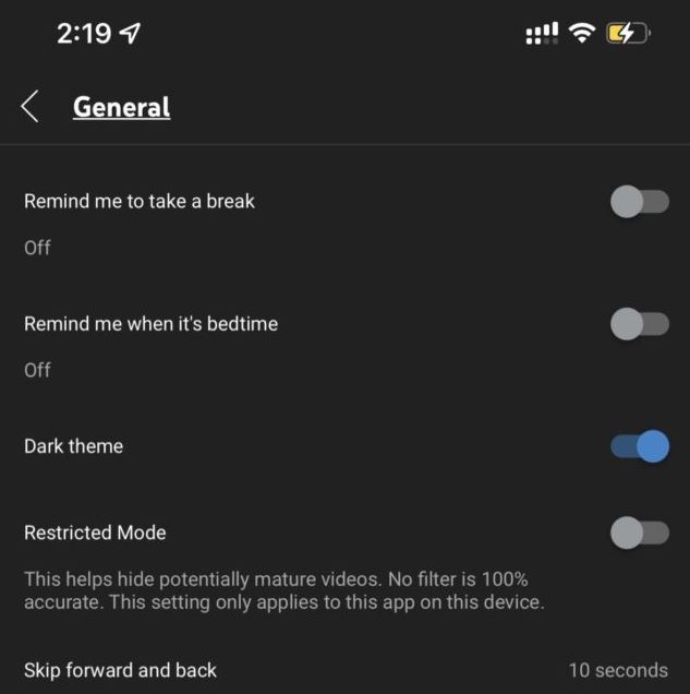Scroll down to Turn off Restricted Mode