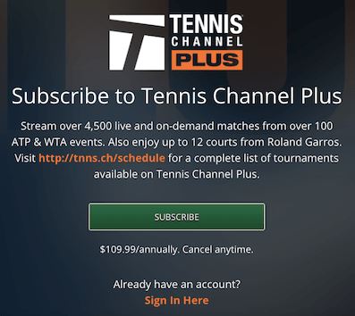 Subcribe to Tennis Channel Plus