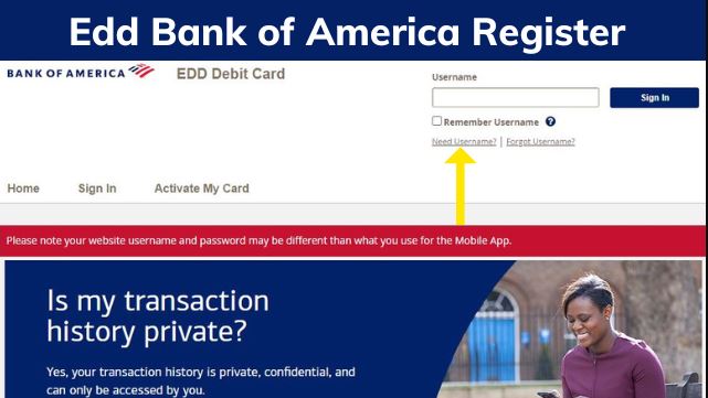 register Edd bank of America online