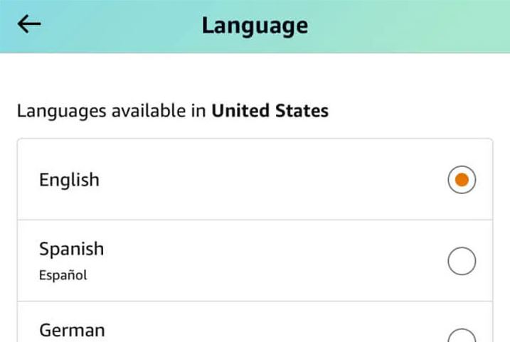 Amazon app users can update their language