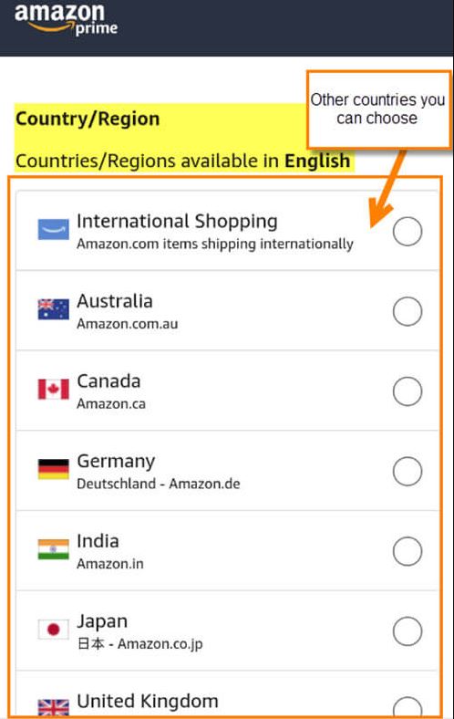 Change Language In Amazon App Country Screen