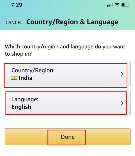 Confirm Amazon App Region and Language