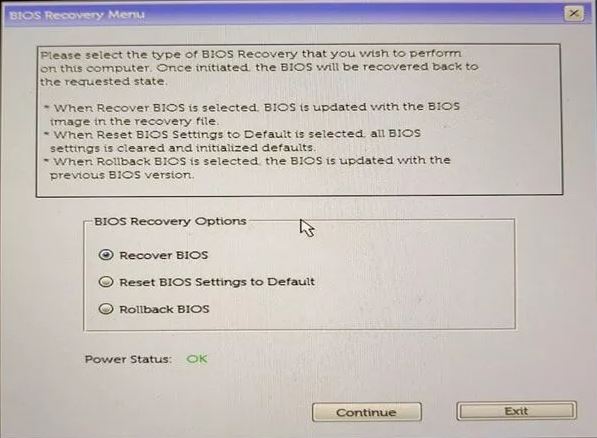 Reset BIOS Defaults