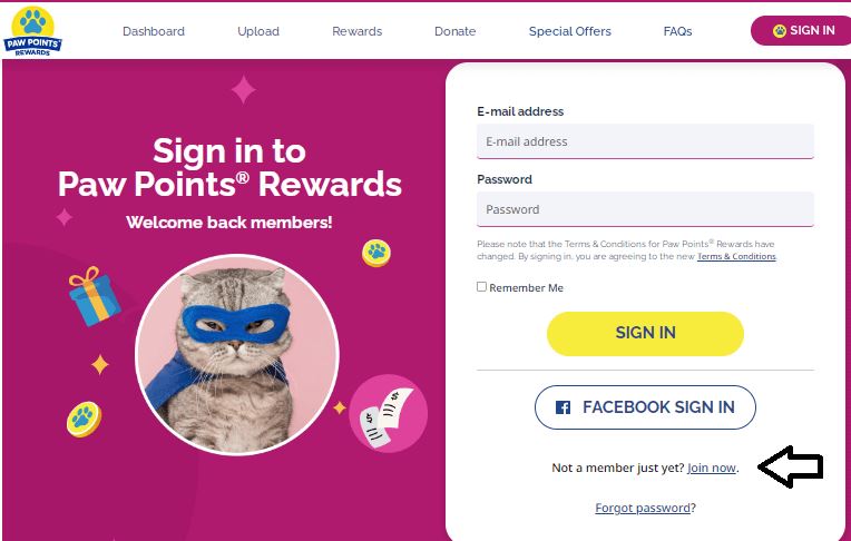 click on join now in mypawpoints portal
