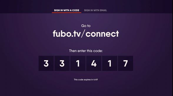 enter code to activate fubo tv