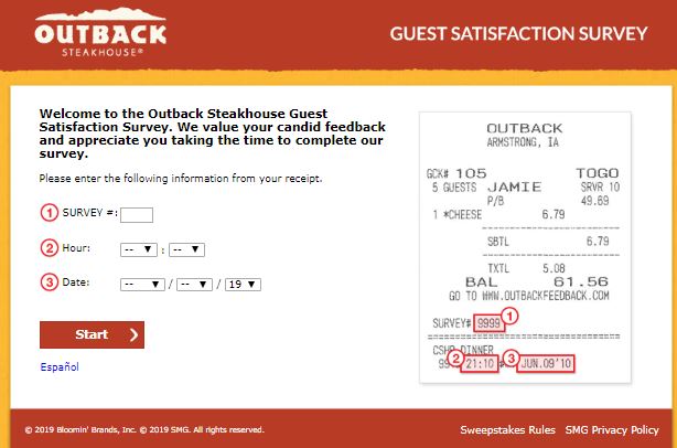 outback steakhouse feedback survey