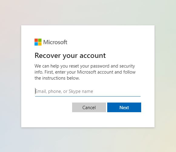 Reset Microsoft Account Login Password on PC