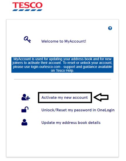 click on activate my new account in tesco elearning portal