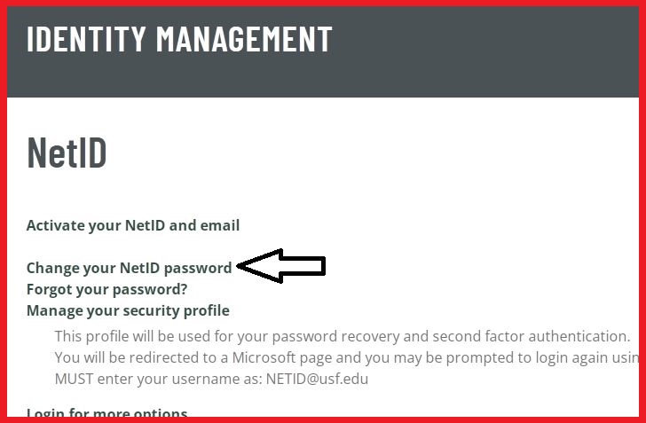 click on change your netid password