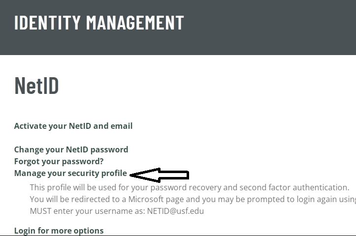 click on manage your security profile