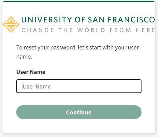 enter username to reset myusf login password