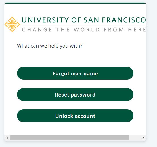 select reset password in myusf portal