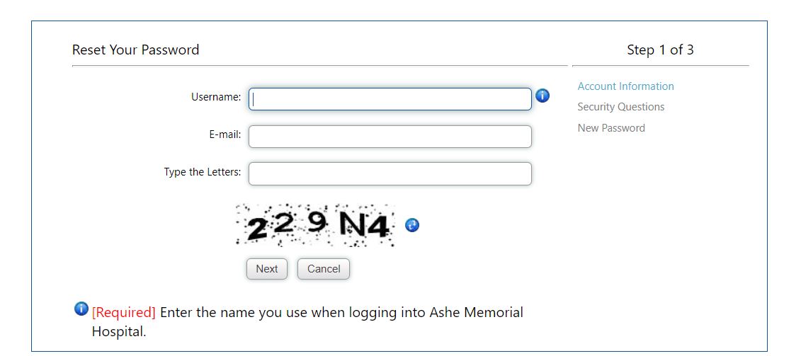 Ashe Patient Portal Forgot Password