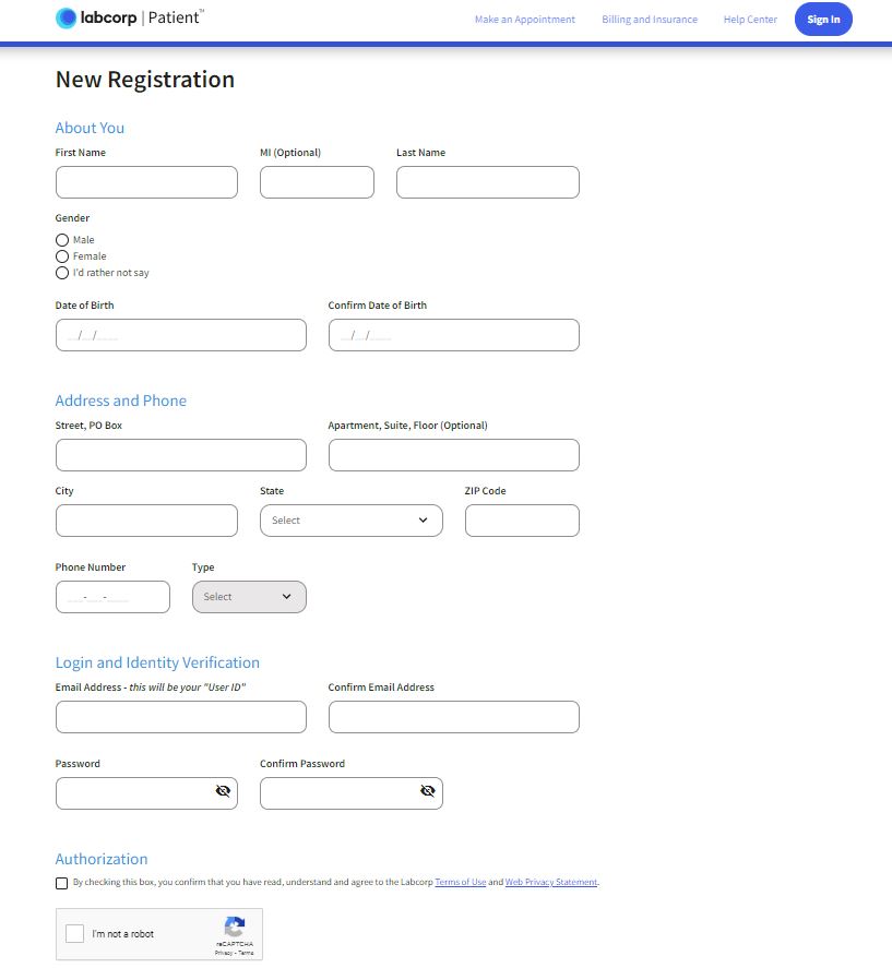 Labcorp Patient Portal Registration