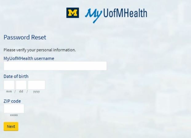 Michigan Medicine Patient Portal reset password