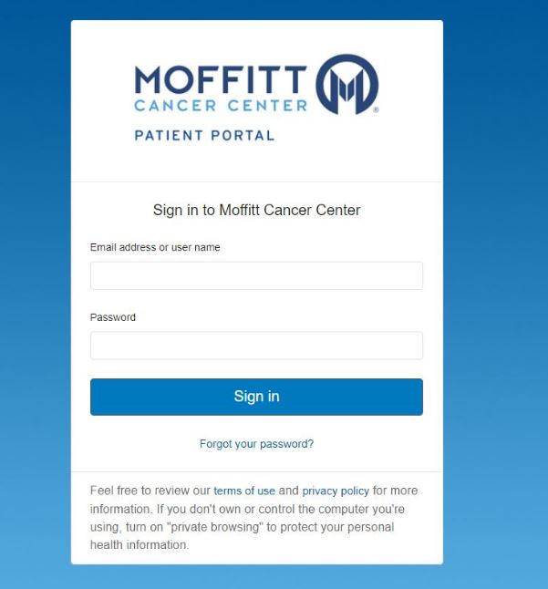 Moffitt Patient Portal login