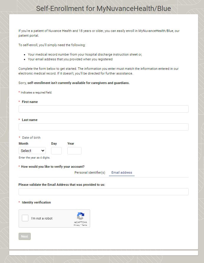 My Nuvance Health Patient Portal registration