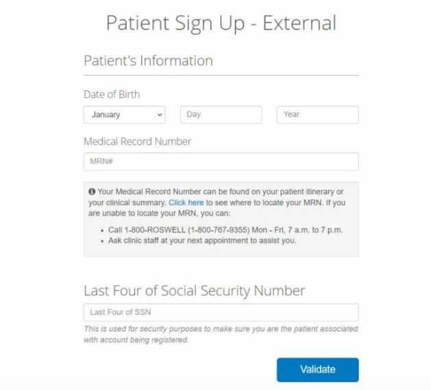 MyRoswell Patient Portal Signup