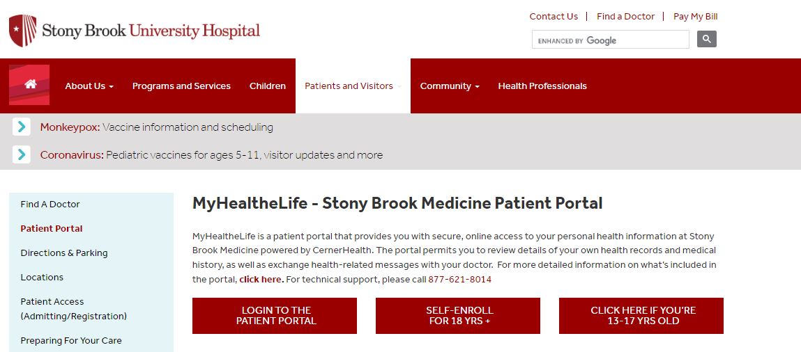 Stony Brook Patient Portal login